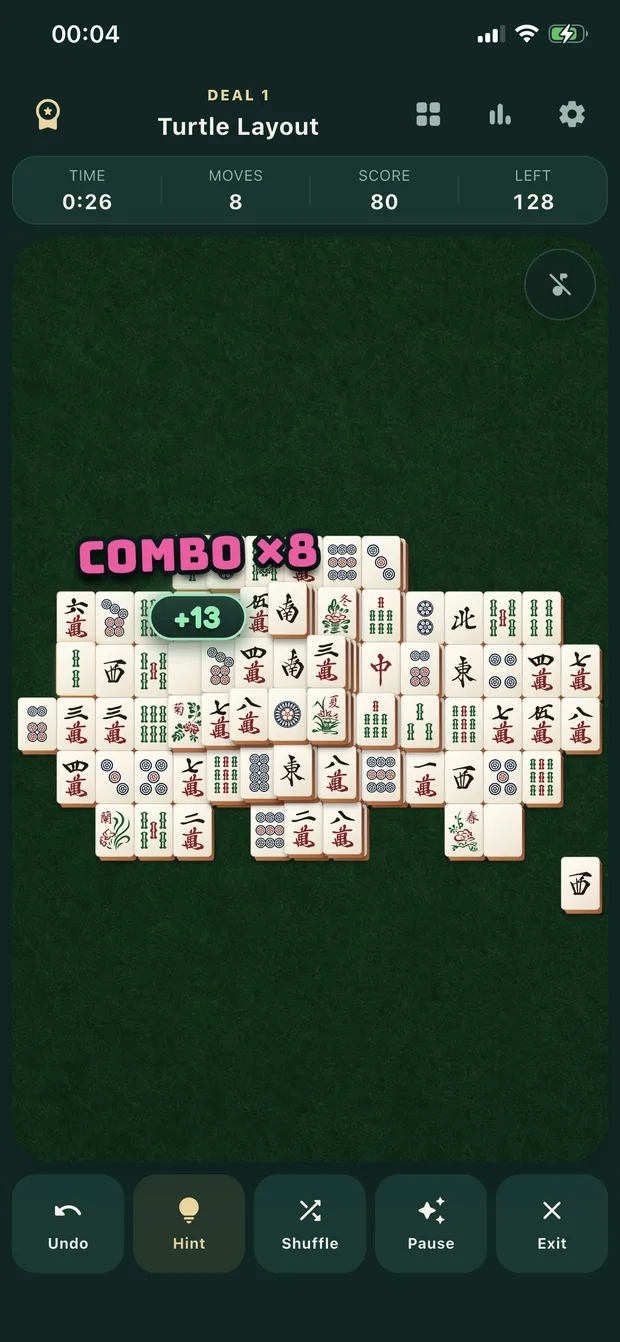 A combo animation and score bonus over a Turtle Layout